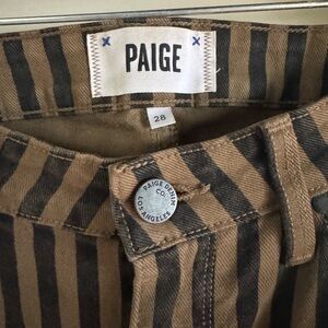 PAIGE Women's Skinny Jeans in Brown and Black Stripes